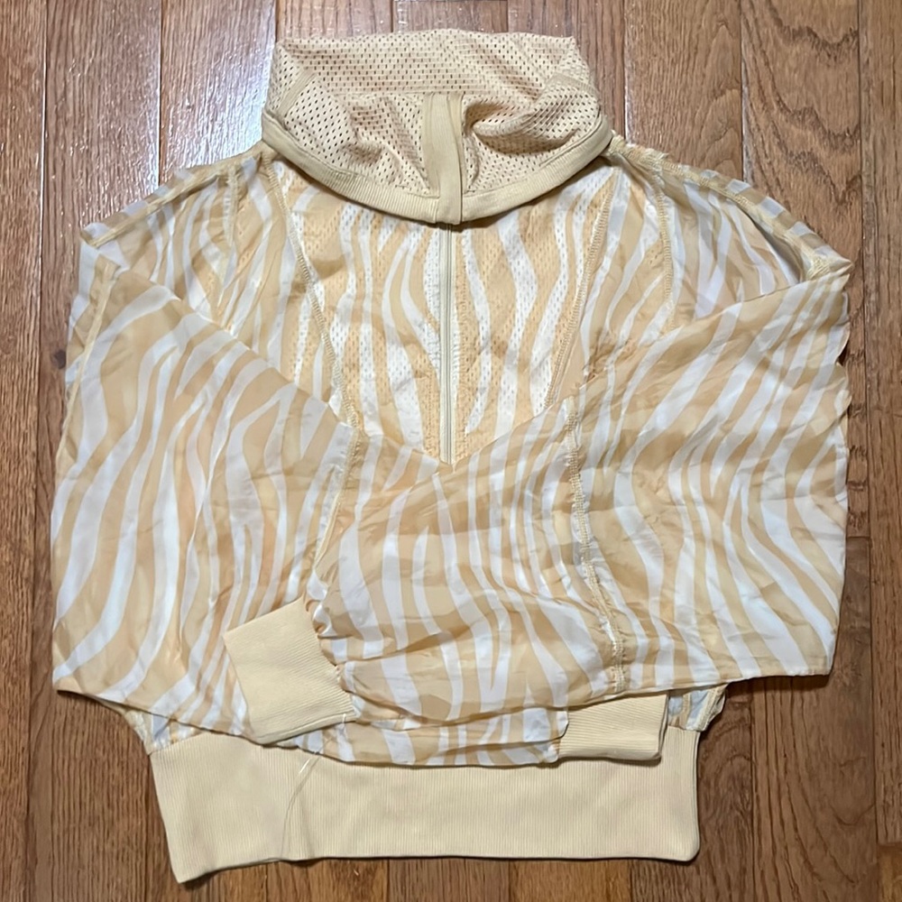 Free People Yellow & White Zebra Print Lightweight Pullover Jacket